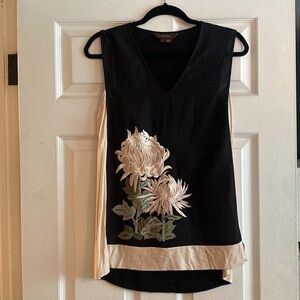 Anthropologie Floral Embroidered Sleeveless Blouse | EUC Size L